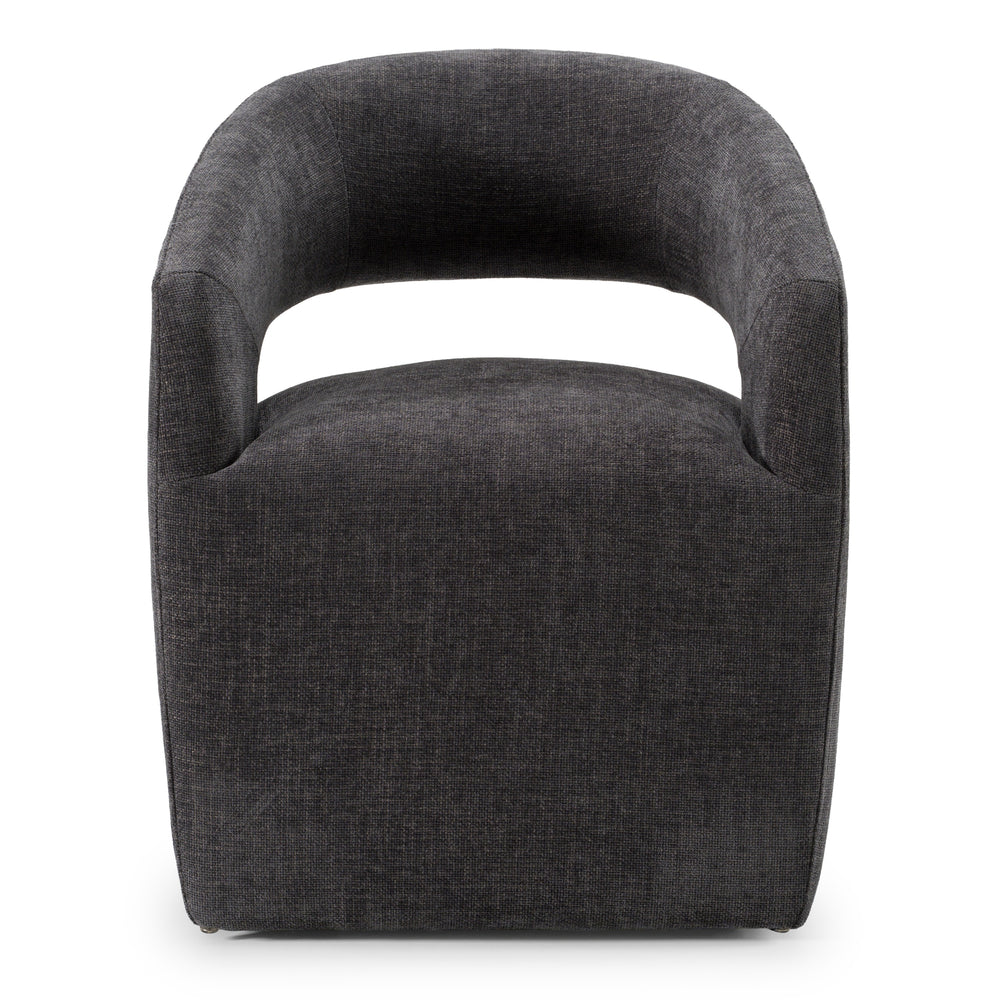 Angie - Modern Dark Grey Fabric Dining Chair - View 2