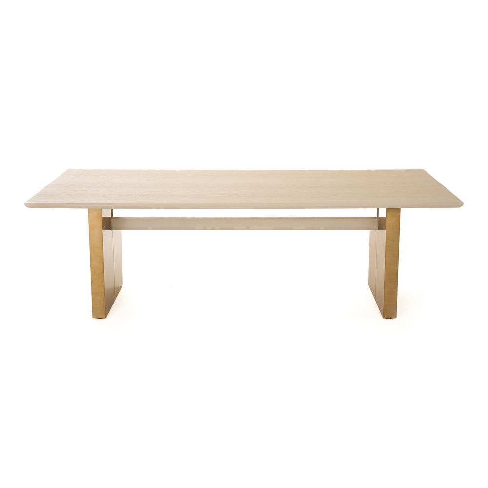 Angus - Modern Cream Ash + Gold Dining Table
