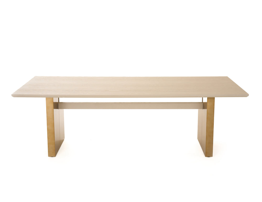 Angus - Modern Cream Ash + Gold Dining Table