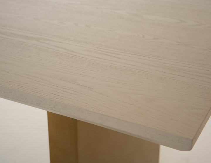 Angus - Modern Cream Ash + Gold Dining Table