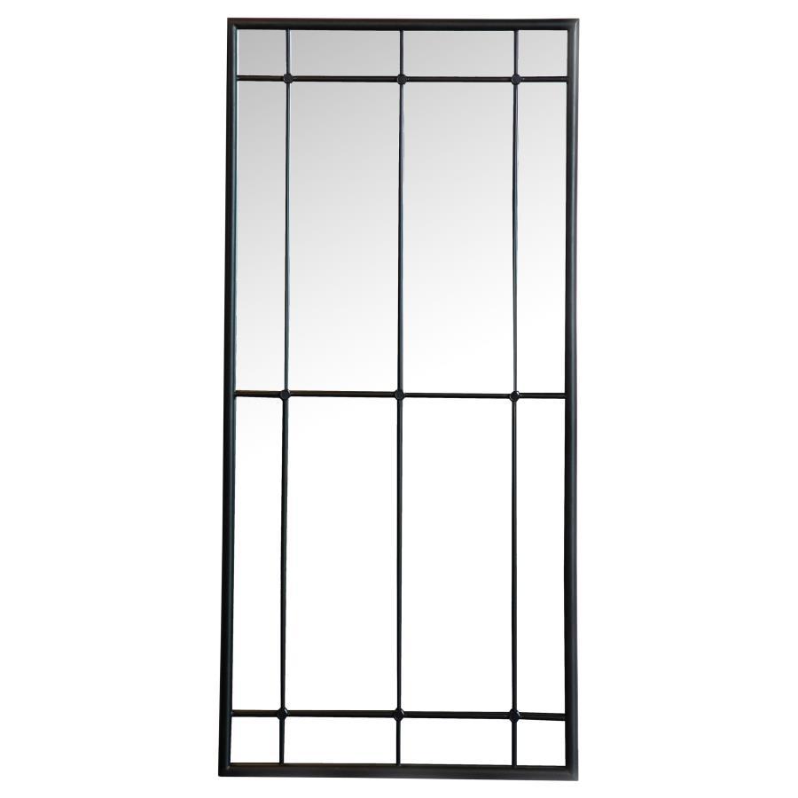 Annetta - Window Pane Floor Or Wall Mirror - Black Floor Mirror modern furniture Contempo Furniture