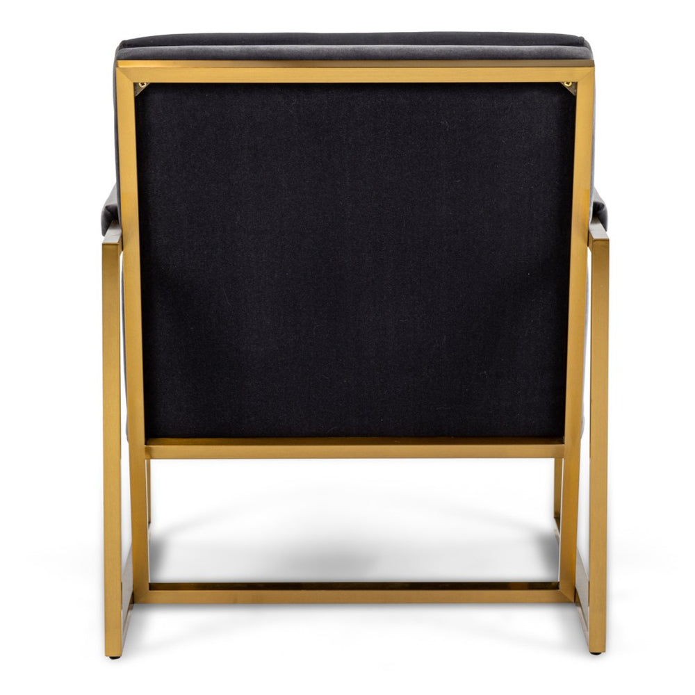 Anton - Modern Grey Velvet + Brass Accent Chair - View 5