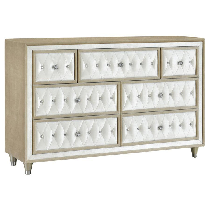 Antonella - 7 - Drawer Upholstered Dresser - Ivory And Camel Dressers modern furniture Contempo Furniture