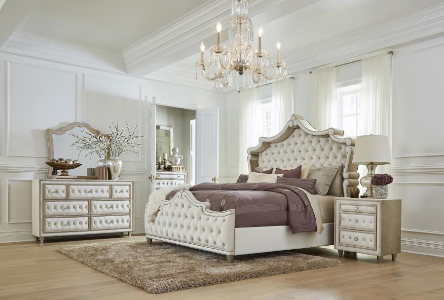Antonella - 7 - Drawer Upholstered Dresser - Ivory And Camel Dressers modern furniture Contempo Furniture