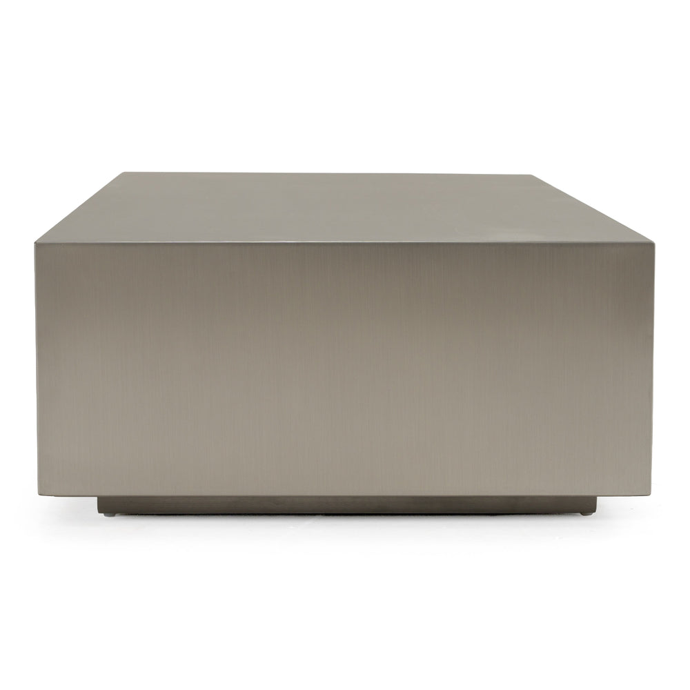 Anvil Modern Brushed Stainless Steel Rectangular Coffee Table - View 3