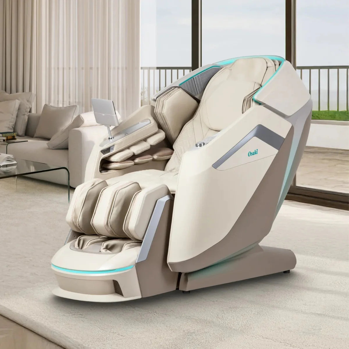 Osaki Ai Apex 5D+4D Duo Massage Chair - taupe perspective view