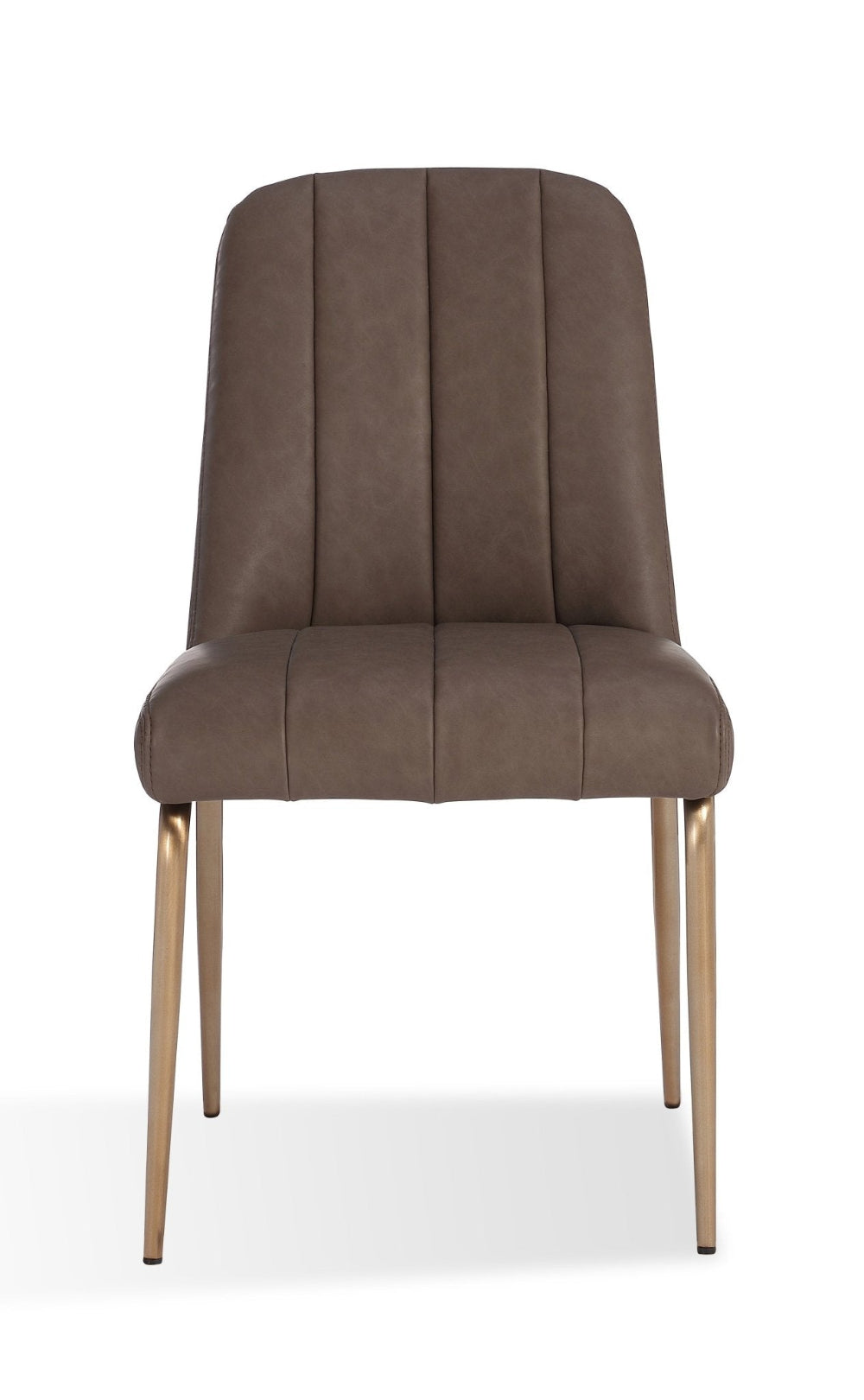 Apollo Upholstered Dining Chair in Cinnamon Synthetic Leather and Brushed Bronze Metal