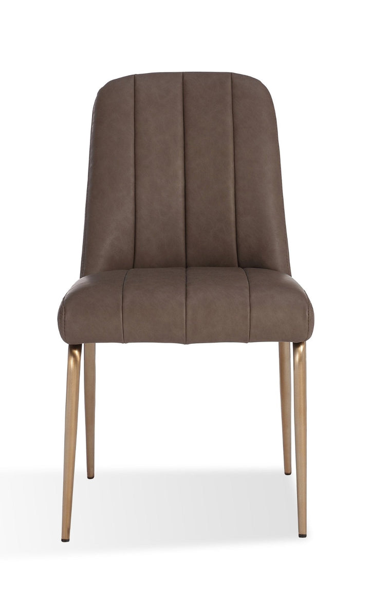 Apollo Upholstered Dining Chair in Cinnamon Synthetic Leather and Brushed Bronze Metal