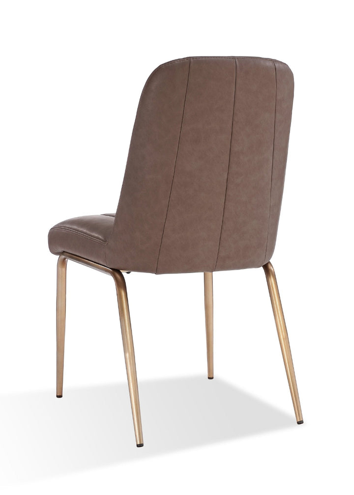 Apollo Upholstered Dining Chair in Cinnamon Synthetic Leather and Brushed Bronze Metal