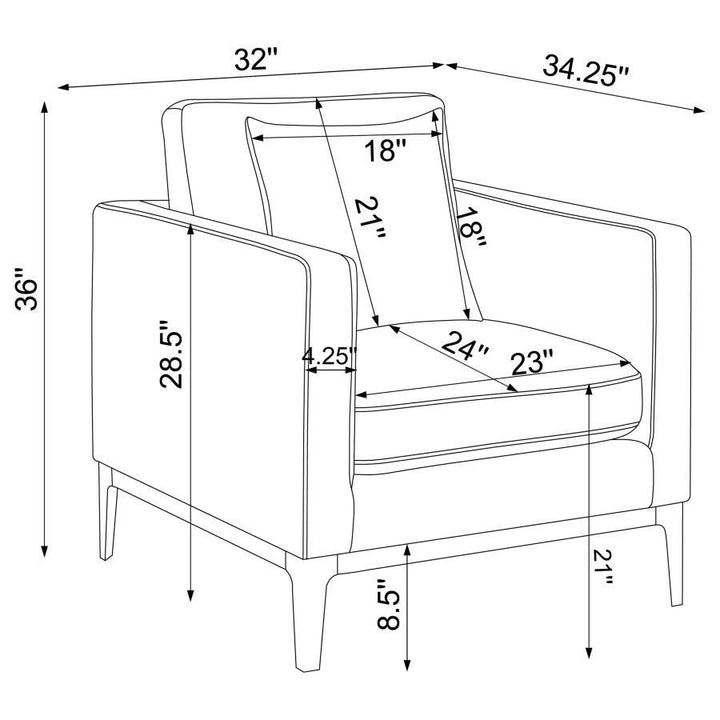 Apperson - Upholstered Track Arm Accent Chair - Light Gray Arm Chair modern furniture Contempo Furniture