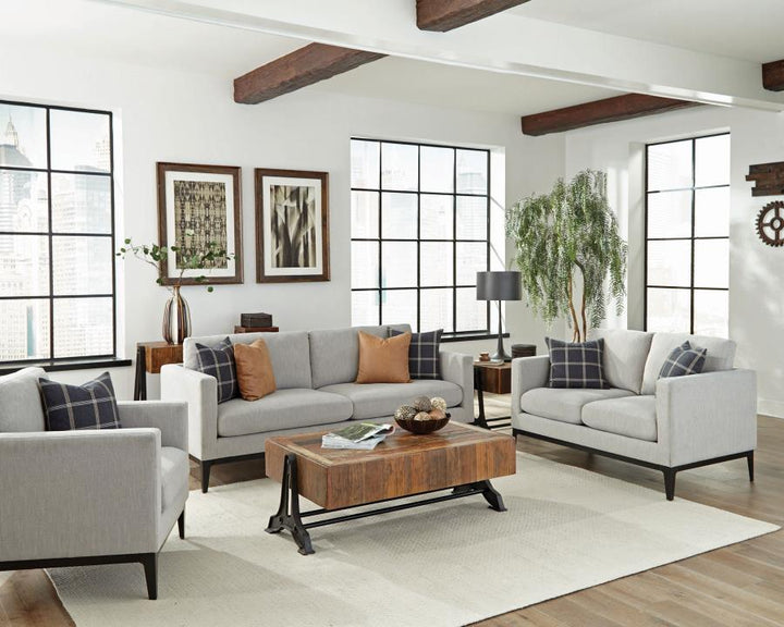 Apperson - Upholstered Track Arm Accent Chair - Light Gray Arm Chair modern furniture Contempo Furniture