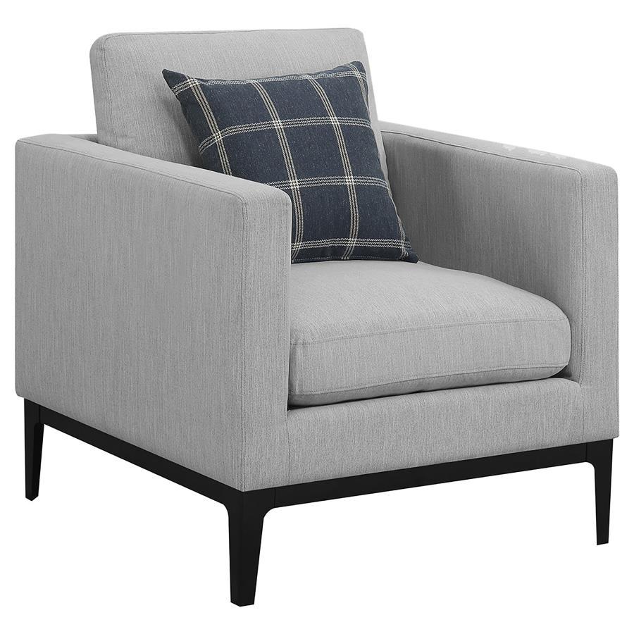 Apperson - Upholstered Track Arm Accent Chair - Light Gray Arm Chair modern furniture Contempo Furniture