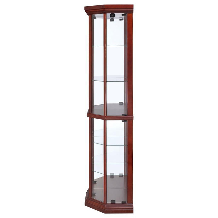 Appledale - 6 - Shelf Corner Curio Display Cabinet - Medium Brown Curio Cabinet modern furniture Contempo Furniture
