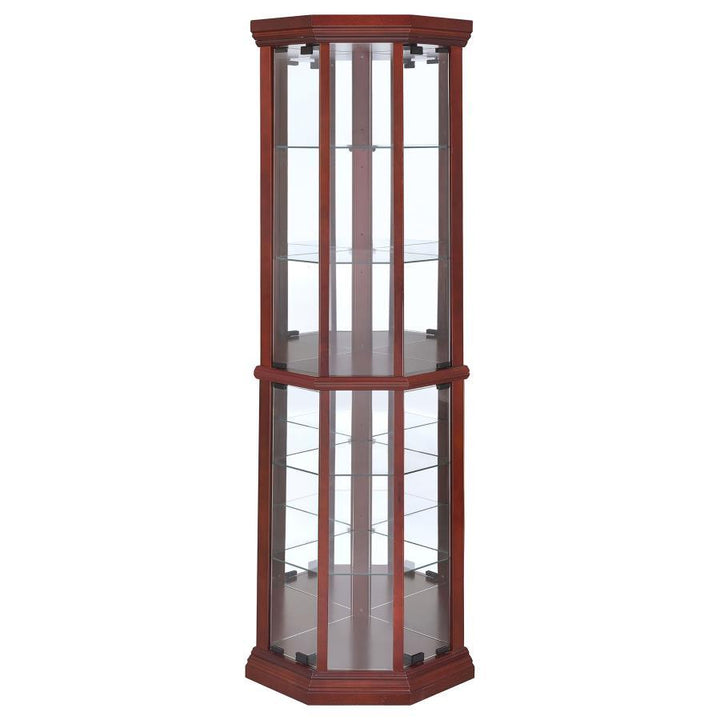 Appledale - 6 - Shelf Corner Curio Display Cabinet - Medium Brown Curio Cabinet modern furniture Contempo Furniture