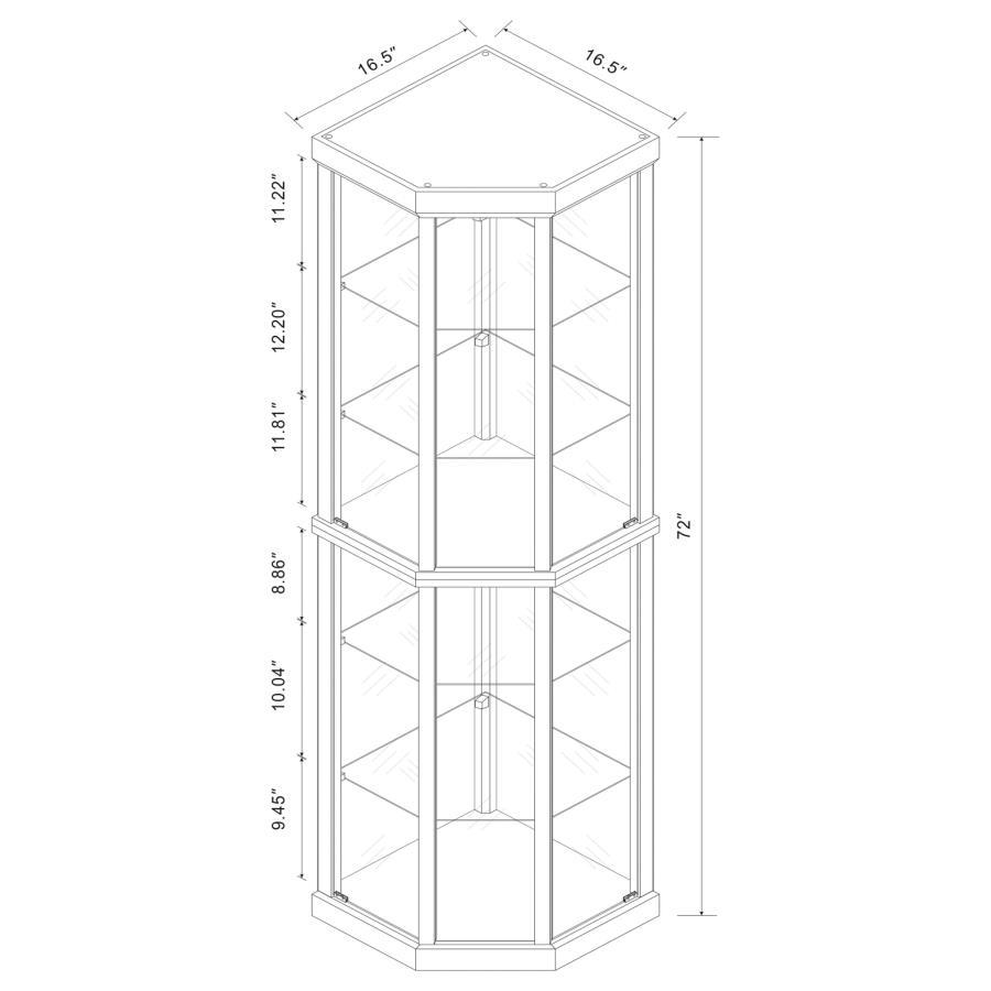Appledale - 6 - Shelf Corner Curio Display Cabinet - Medium Brown Curio Cabinet modern furniture Contempo Furniture