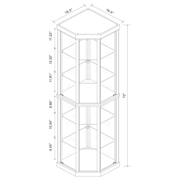 Appledale - 6 - Shelf Corner Curio Display Cabinet - Medium Brown Curio Cabinet modern furniture Contempo Furniture