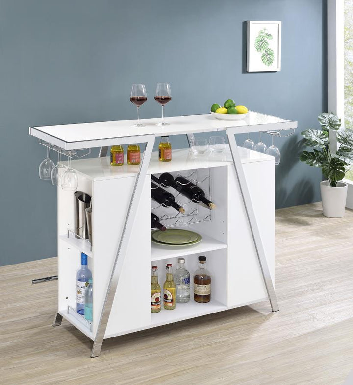Araceli - Freestanding LED Home Bar Cabinet - White High Gloss Home Bars modern furniture Contempo Furniture