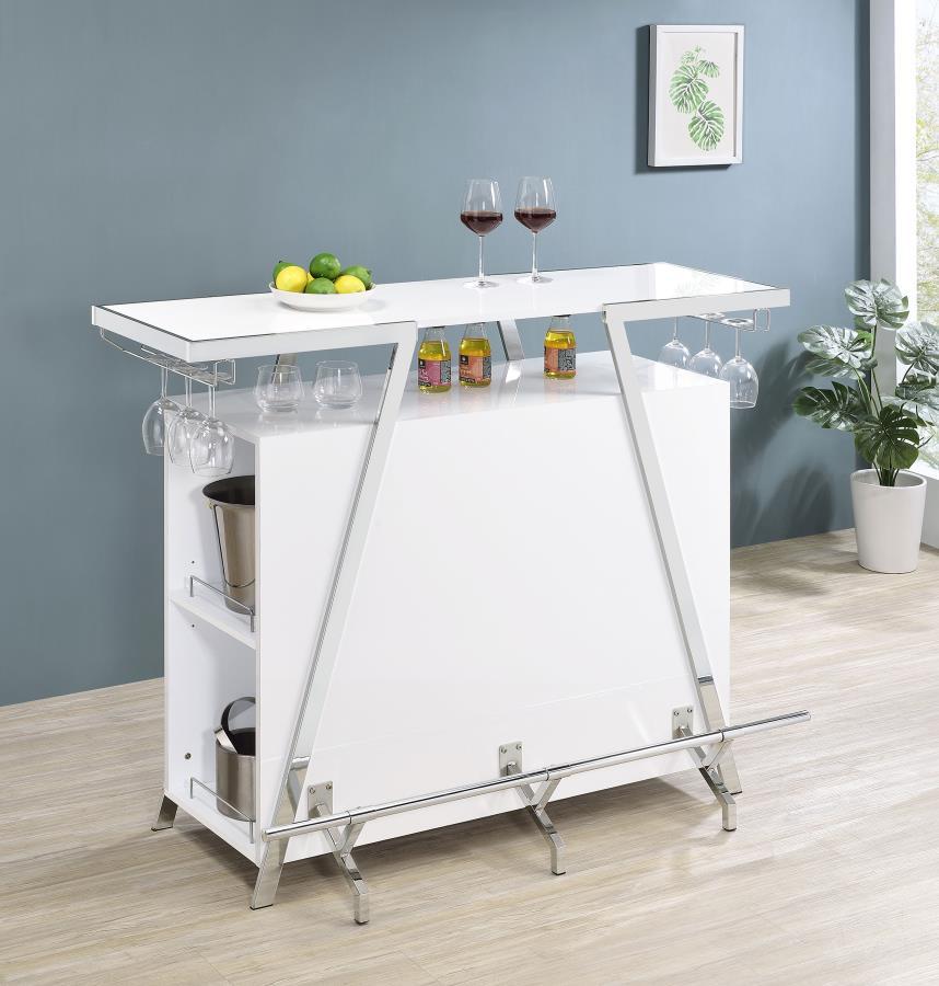 Araceli - Freestanding LED Home Bar Cabinet - White High Gloss Home Bars modern furniture Contempo Furniture