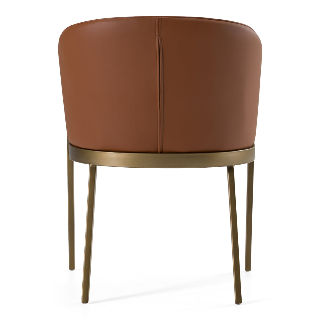 Aragon - Modern Brown Vegan Leather + Brass Dining Chair
