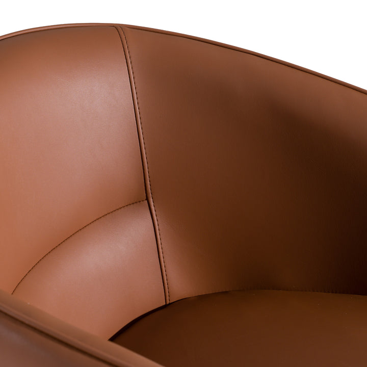 Aragon - Modern Brown Vegan Leather + Brass Dining Chair