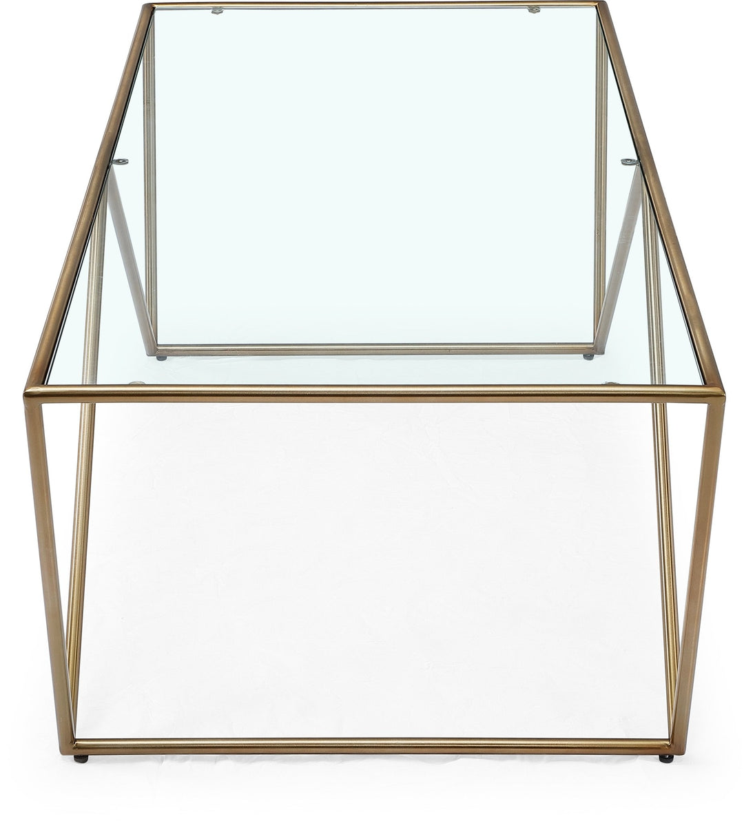 Aria Rectangular Coffee Table in Gold Brushed Stainless Steel and Ultra Clear Glass Coffee Table modern furniture Contempo Furniture