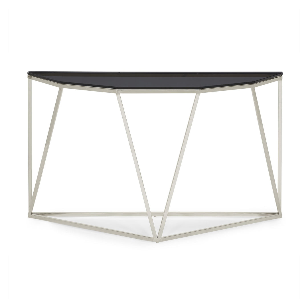 Aria Smoked Glass and Polished Stainless Steel Console Table Console Table modern furniture Contempo Furniture