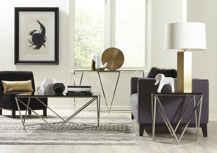 Aria Smoked Glass and Polished Stainless Steel Console Table Console Table modern furniture Contempo Furniture