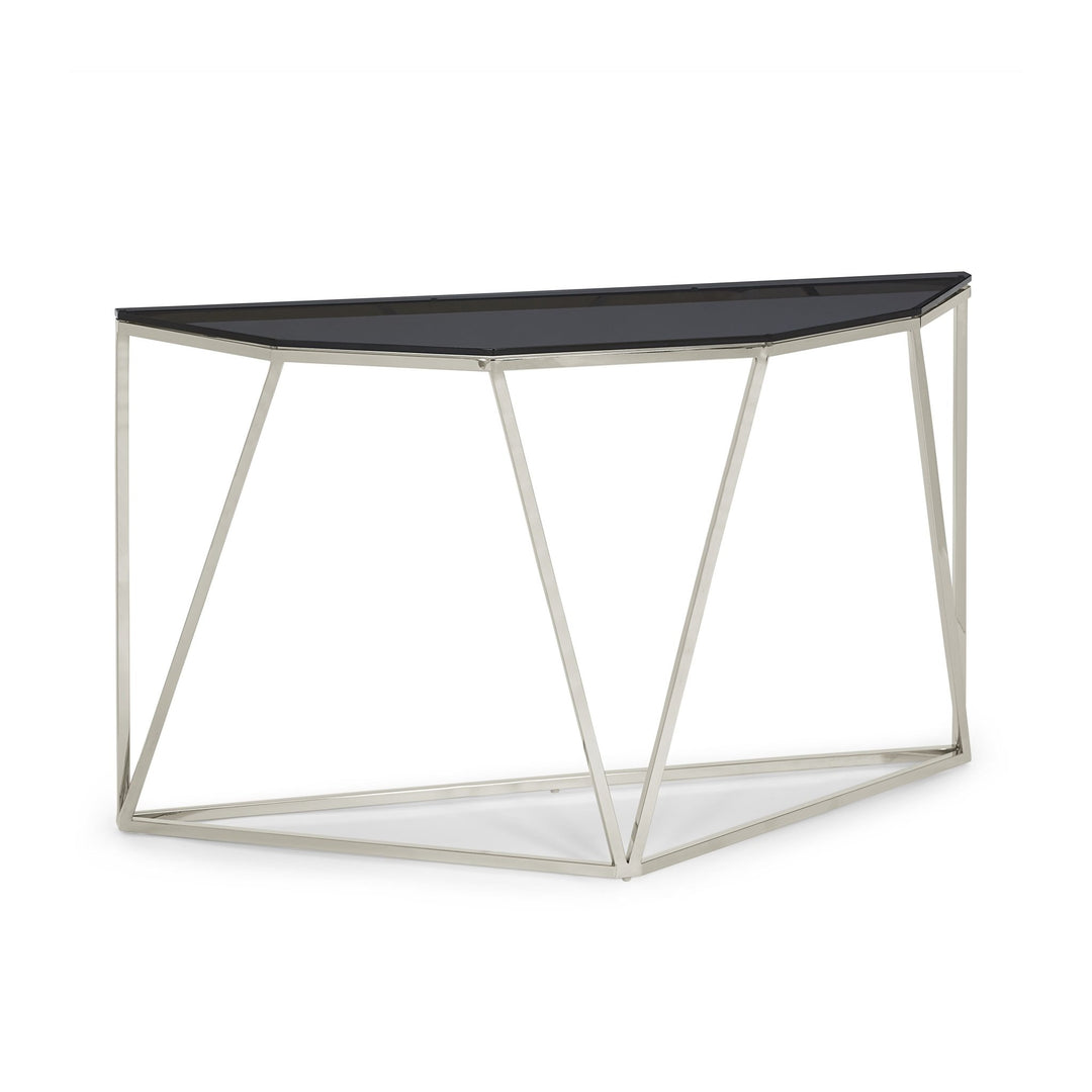 Aria Smoked Glass and Polished Stainless Steel Console Table Console Table modern furniture Contempo Furniture