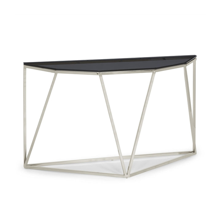 Aria Smoked Glass and Polished Stainless Steel Console Table Console Table modern furniture Contempo Furniture