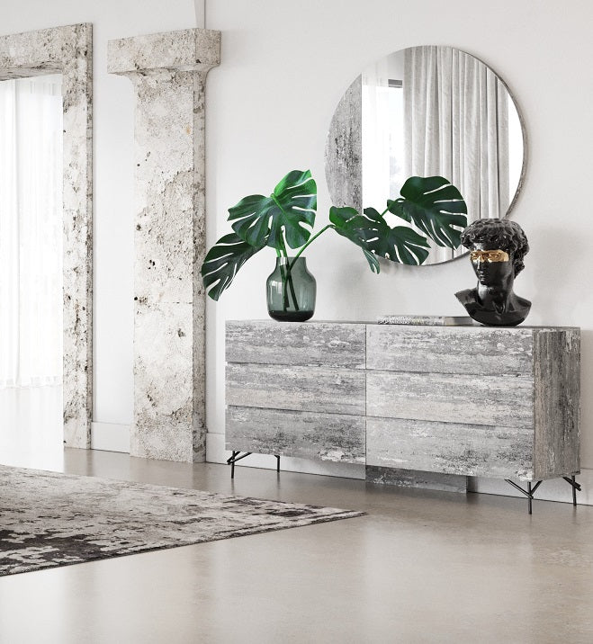 Aria - Italian Modern Multi Grey with texture Round Mirror
