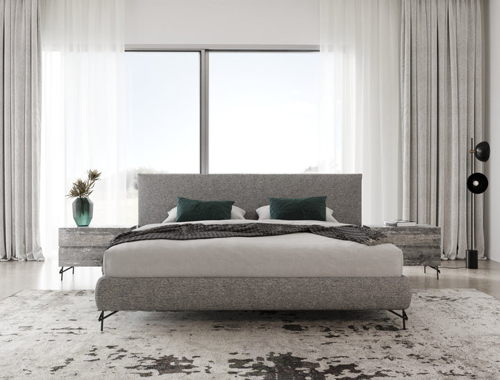 Aria  Italian Modern Grey Fabric Q Bed