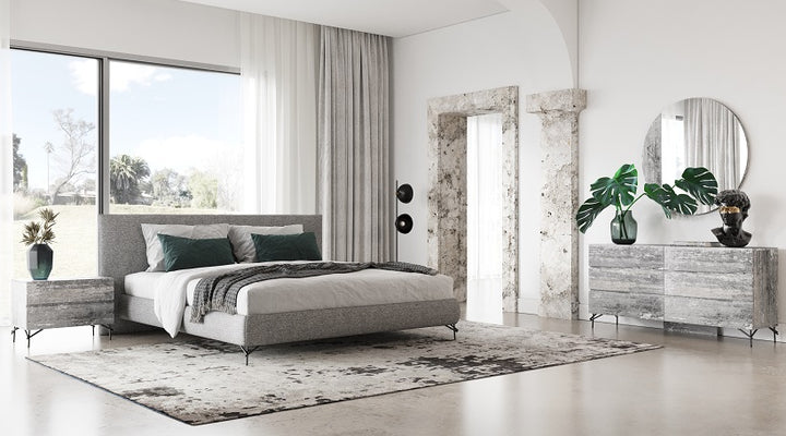 Aria - Italian Modern Multi Grey with texture Round Mirror
