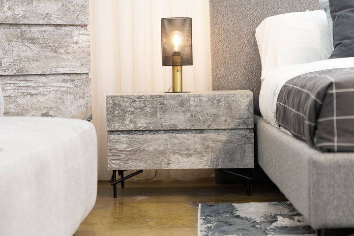 Aria  Italian Modern Multi Grey with texture Nightstand