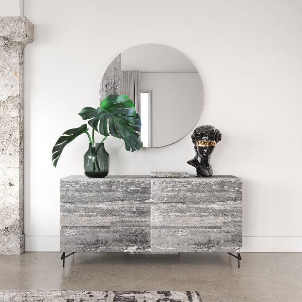 Aria - Italian Modern Multi Grey with texture Round Mirror