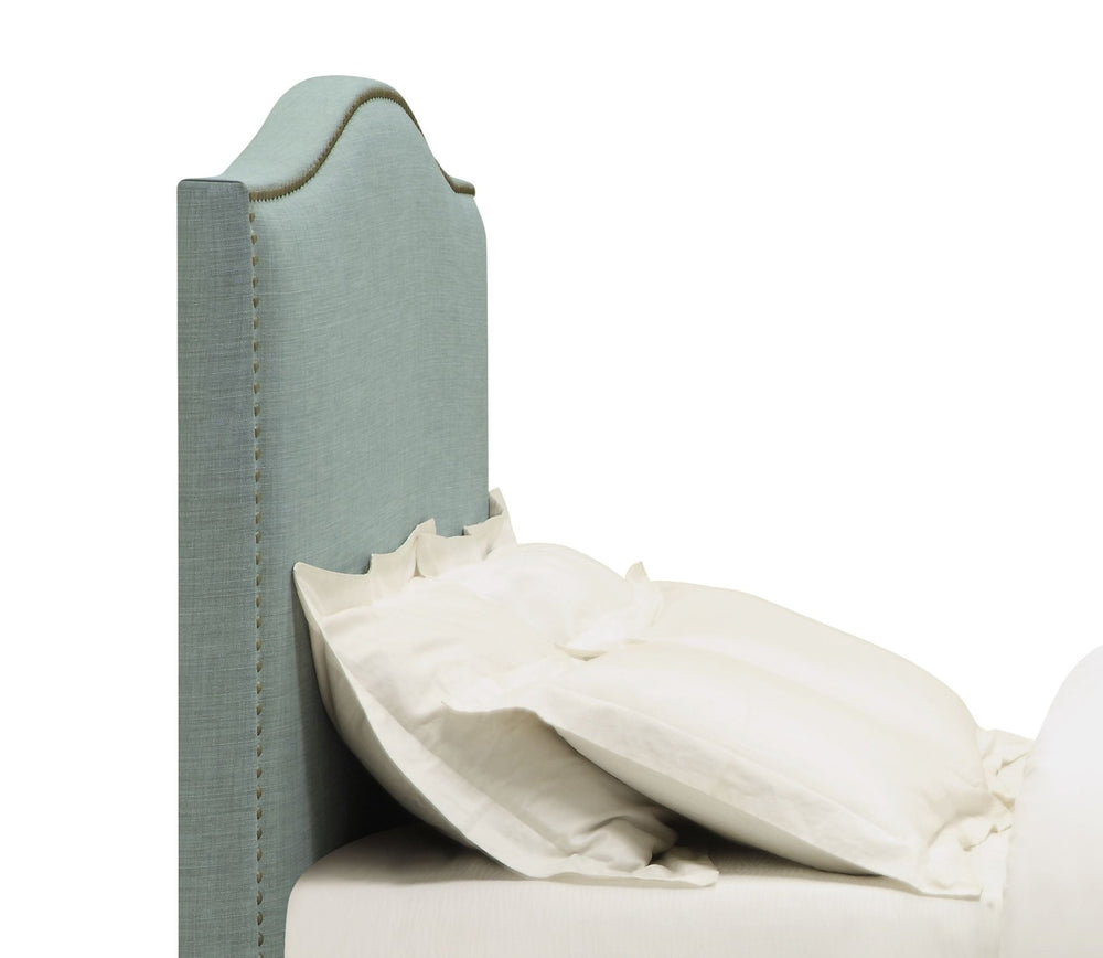 Ariana Camelback Upholstered Headboard in Bluebird Linen Headboard modern furniture Contempo Furniture