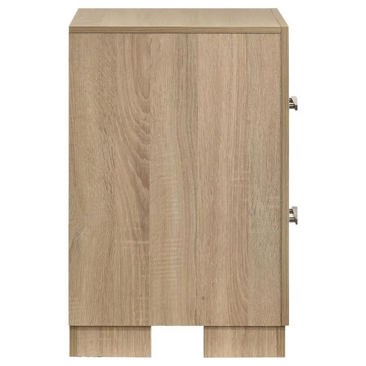 Arielle - 2 - Drawer Bedroom Nightstand With Casters - Light Oak Accent Nightstand modern furniture Contempo Furniture