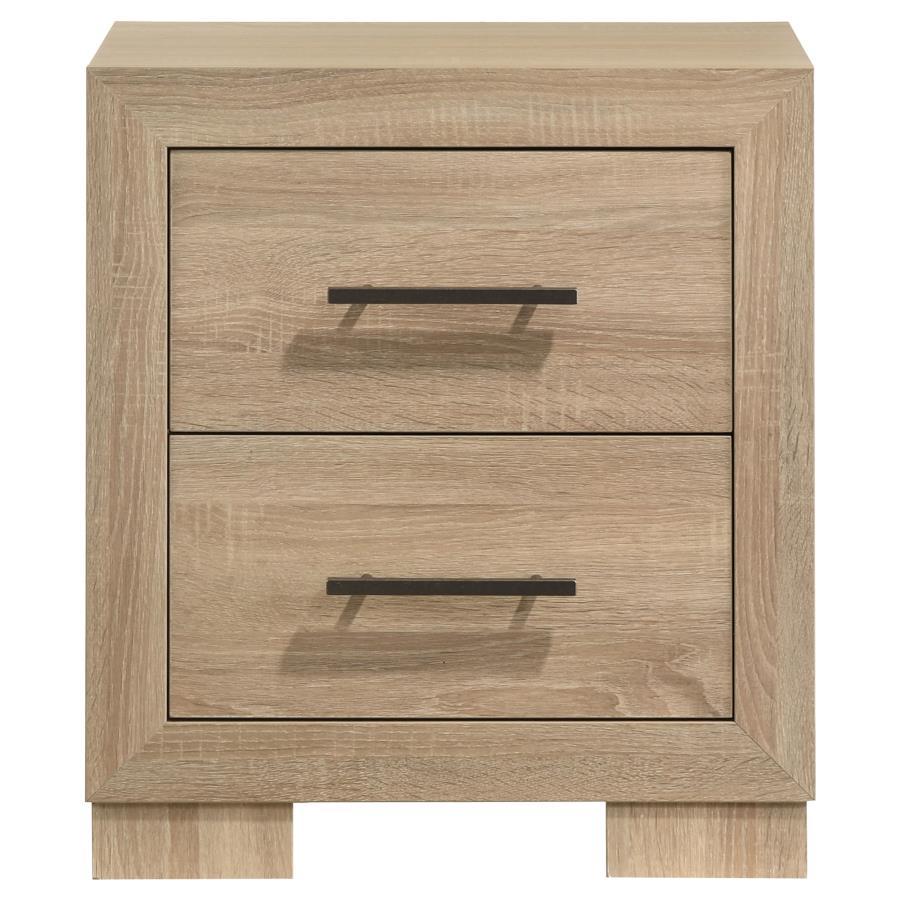Arielle - 2 - Drawer Bedroom Nightstand With Casters - Light Oak Accent Nightstand modern furniture Contempo Furniture