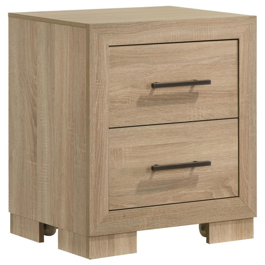 Arielle - 2 - Drawer Bedroom Nightstand With Casters - Light Oak Accent Nightstand modern furniture Contempo Furniture