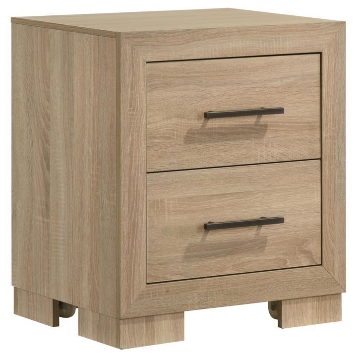 Arielle - 2 - Drawer Bedroom Nightstand With Casters - Light Oak Accent Nightstand modern furniture Contempo Furniture