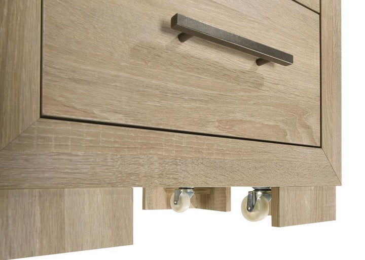 Arielle - 2 - Drawer Bedroom Nightstand With Casters - Light Oak Accent Nightstand modern furniture Contempo Furniture