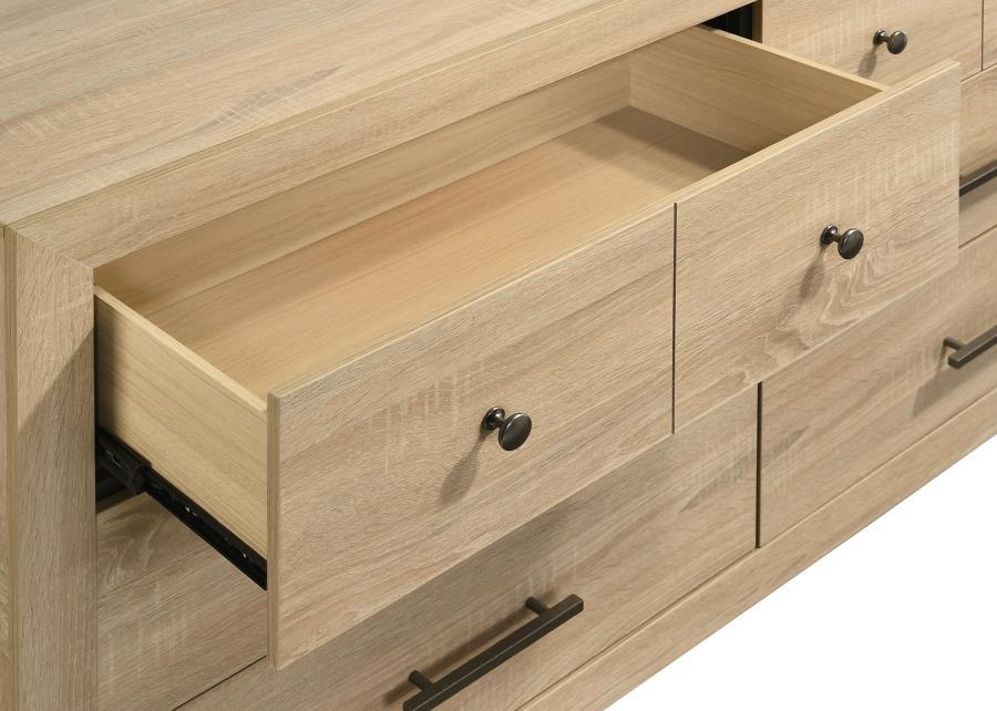 Arielle - 6 - Drawer Bedroom Dresser With Mirror - Light Oak Dresser & Mirror modern furniture Contempo Furniture
