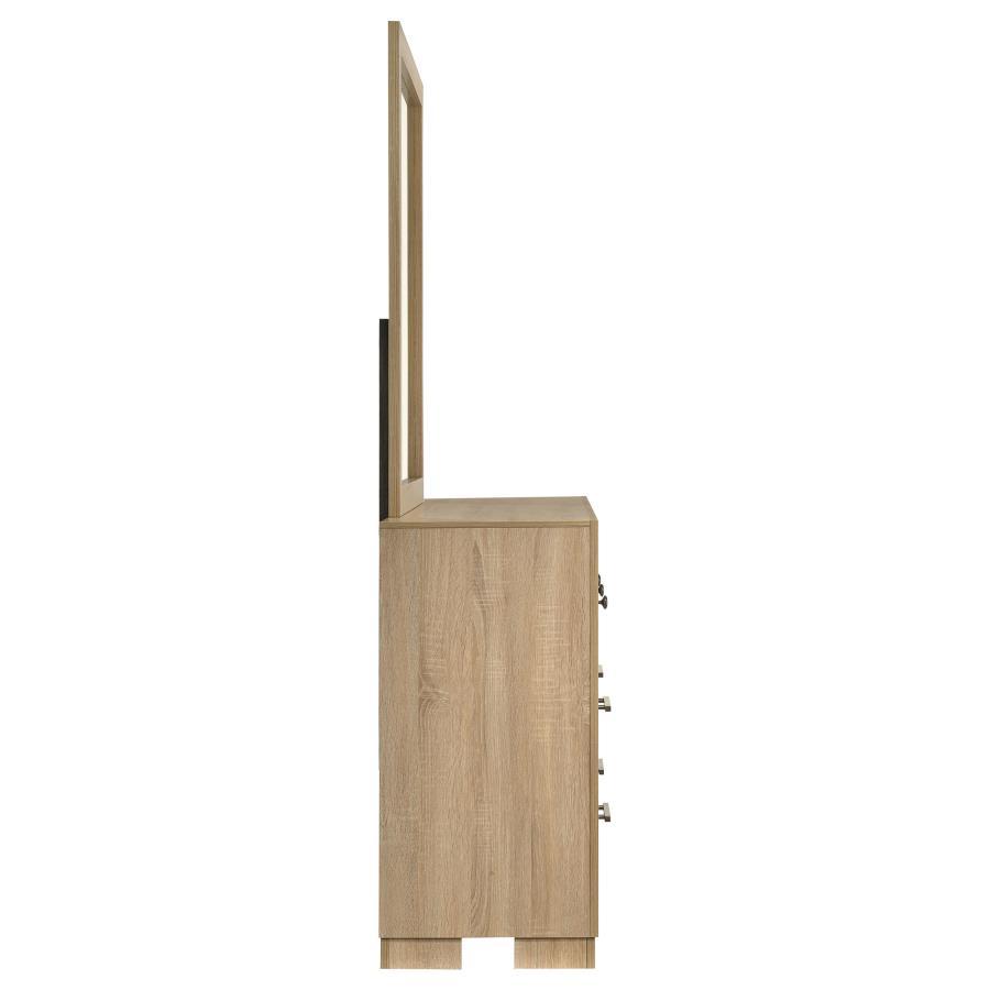 Arielle - 6 - Drawer Bedroom Dresser With Mirror - Light Oak Dresser & Mirror modern furniture Contempo Furniture