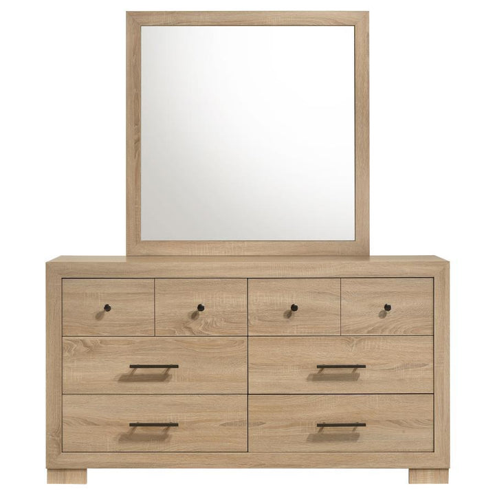 Arielle - 6 - Drawer Bedroom Dresser With Mirror - Light Oak Dresser &amp; Mirror modern furniture Contempo Furniture