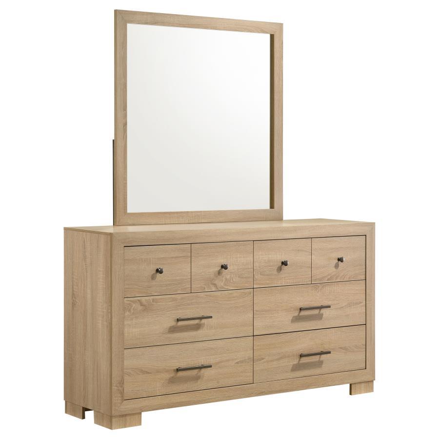 Arielle - 6 - Drawer Bedroom Dresser With Mirror - Light Oak Dresser & Mirror modern furniture Contempo Furniture