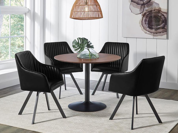 Arika - Leatherette Upholstered Swivel Dining Arm Chair - Black Swivel Chair modern furniture Contempo Furniture