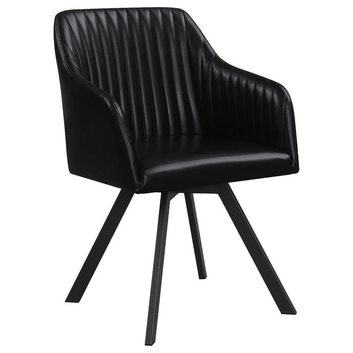 Arika - Leatherette Upholstered Swivel Dining Arm Chair - Black Swivel Chair modern furniture Contempo Furniture
