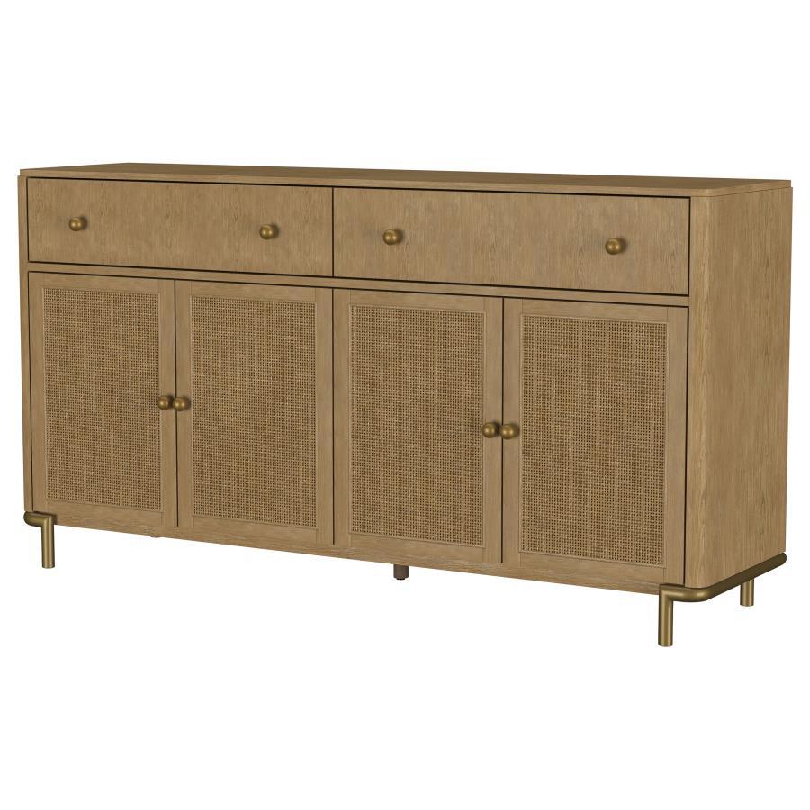 Arini - 2 - Drawer Cane Door Dining Sideboard Server - Sand Wash Servers modern furniture Contempo Furniture