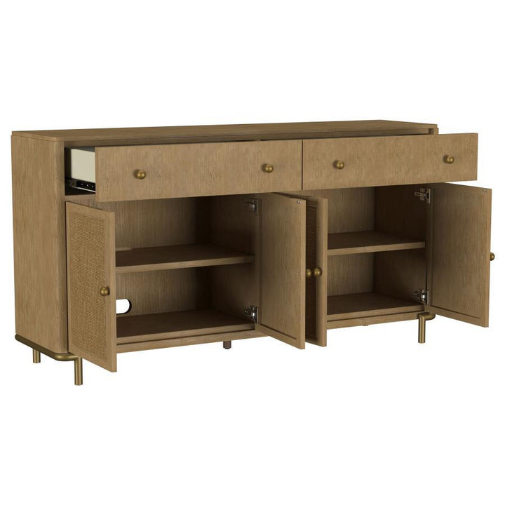 Arini - 2 - Drawer Cane Door Dining Sideboard Server - Sand Wash Servers modern furniture Contempo Furniture