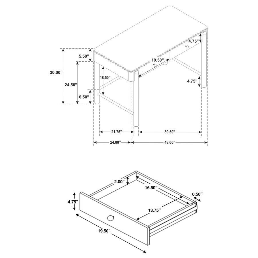 Arini - 2 - Drawer Vanity Desk Makeup Table - Sand Wash Vanity Desk modern furniture Contempo Furniture