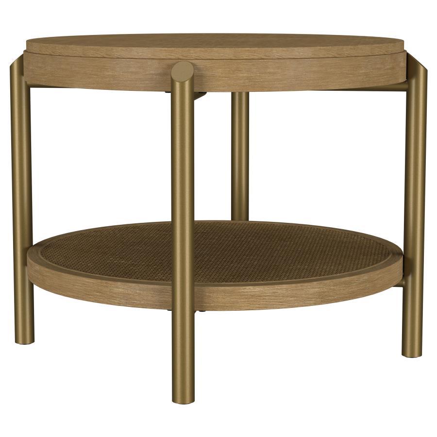 Arini - 2 Piece Round Coffee And End Table Set - Sand Wash Table Set modern furniture Contempo Furniture